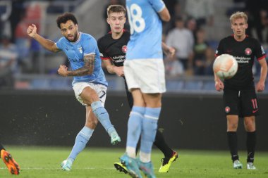 Roma, İtalya 27.10.2022: Lazio 'lu Anderson ve Midtjylland' lı Andersson Uefa Avrupa Ligi 2022-2023, F Grubu - SS maç 5, SS Lazio FC Midtjylland maçında İtalya 'nın başkenti Roma' daki Olimpiyat Stadyumu 'nda oynandı..