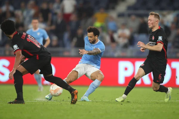 Roma, İtalya 27.10.2022: Lazio 'lu Anderson Uefa Avrupa Ligi 2022-2023, F Grubu - SS Lazio FC Midtjylland arasındaki futbol karşılaşması sırasında İtalya' nın başkenti Roma 'daki Olimpiyat Stadyumu' nda gerçekleşti..