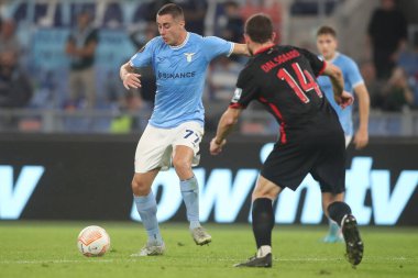 Roma, İtalya 27.10.2022: Lazio Marusiç Uefa Avrupa Ligi 2022-2023, F Grubu - SS Lazio ile FC Midtjylland arasındaki futbol karşılaşması sırasında İtalya 'nın başkenti Roma' daki Olimpiyat Stadyumu 'nda gerçekleşti..