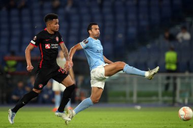 Roma, İtalya 27.10.2022: Midtjylland 'dan Paulinho, Uefa Avrupa Ligi 2022-2023, F Grubu - SS maç 5, İtalya' nın başkenti Roma 'daki Olimpiyat Stadyumu' nda SS Lazio ile FC Midtjylland arasındaki futbol maçı.