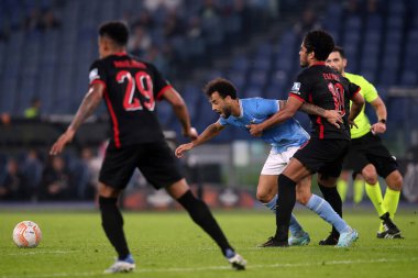 Roma, İtalya 27.10.2022: Lazio 'lu Anderson ve Midtjylland' lı Dalsgaard Uefa Avrupa Ligi 2022-2023, F Grubu - SS maç 5, SS Lazio FC Midtjylland arasındaki futbol maçı İtalya 'nın başkenti Roma' daki Olimpiyat Stadyumu 'nda gerçekleşti..