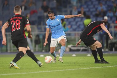 Roma, İtalya 27.10.2022: Lazio 'lu Pedro Uefa Avrupa Ligi 2022-2023, F Grubu - SS Lazio FC Midtjylland arasındaki futbol karşılaşması sırasında İtalya' nın başkenti Roma 'daki Olimpiyat Stadyumu' nda gerçekleşti..