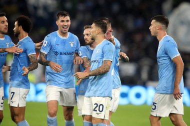 Roma, İtalya 30.10.2022: Lazio 'lu Zaccagni 1-0 gol attı ve İtalya' nın başkenti Roma 'daki Olimpiyat Stadyumu' nda SS Lazio ile Salernitana Calcio arasında oynanan 2022-2023 sezonunda İtalya Futbol Şampiyonası 'nı kutladı..