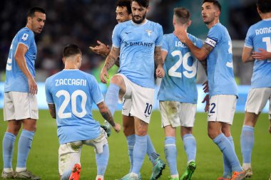 Roma, İtalya 30.10.2022: Lazio 'lu Zaccagni 1-0 gol attı ve İtalya' nın başkenti Roma 'daki Olimpiyat Stadyumu' nda SS Lazio ile Salernitana Calcio arasında oynanan 2022-2023 sezonunda İtalya Futbol Şampiyonası 'nı kutladı..