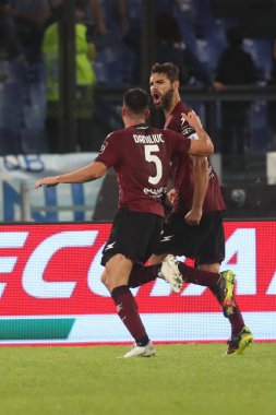 Roma, İtalya 30.10.2022: Federico Fazio gol attı ve İtalya 'nın başkenti Roma' daki Olimpiyat Stadyumu 'nda SS Lazio ile Salernitana Calcio arasında oynanan 2022-2023 sezonunda İtalya Futbol Şampiyonası' nı kutladı..