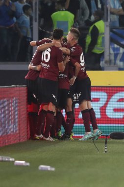 Roma, İtalya 30.10.2022: Federico Fazio gol attı ve İtalya 'nın başkenti Roma' daki Olimpiyat Stadyumu 'nda SS Lazio ile Salernitana Calcio arasında oynanan 2022-2023 sezonunda İtalya Futbol Şampiyonası' nı kutladı..