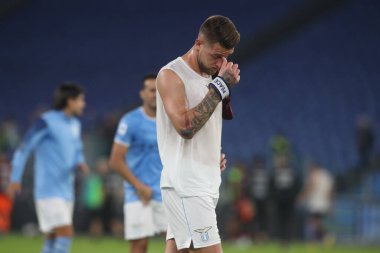 Roma, İtalya 30.10.2022: Lazio Milinkoviç Slav 'ı İtalya' nın başkenti Roma 'daki Olimpiyat Stadyumu' nda SS Lazio ile Salernitana Calcio arasında oynanan 2022-2023 sezonunda hayal kırıklığına uğrattı..