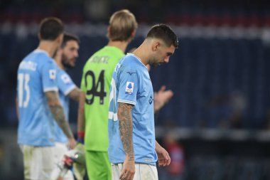 Roma, İtalya 30.10.2022: İtalyan futbol şampiyonası Serie A 2022-2023 sezonu sonunda Lazio ile Salernitana Calcio arasında İtalya 'nın başkenti Roma' daki Olimpiyat Stadyumu 'nda oynanan karşılaşma hayal kırıklığı oldu..