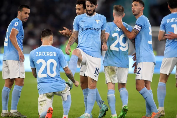 โรม ตาล 2022 Zaccagni Lazio าประต และเฉล มฉลองระหว างการแข ตบอลอ — ภาพถ่ายสต็อก