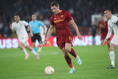 Roma, İtalya 03.11.2022: Roma 'dan Andrea Belotti Avrupa Uefa Ligi 2022-2023 C Grubu, 6. gün, Roma' daki Olimpiyat Stadyumu 'nda AS Roman Ludogorestler arasında oynanan futbol karşılaşması..