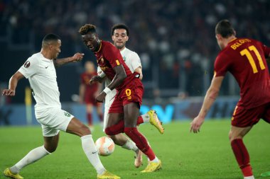 Roma, İtalya 03.11.2022: Tammy Abraham Avrupa Uefa Ligi 2022-2023 C Grubu, 6. Gün, Roma 'daki Olimpiyat Stadyumu' nda AS Romanlar Ludogorestler arasında oynanan futbol karşılaşması.