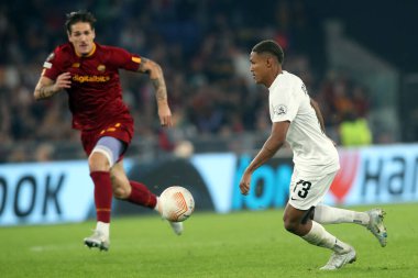 Roma, İtalya 03.11.2022: Ludogorestlerden Rick Jhonatan Avrupa Uefa Ligi 2022-2023 C Grubu, 6. gün, AS Roman Ludogorets 'e karşı Roma Olimpiyat Stadyumu' nda oynanan futbol karşılaşması.
