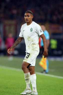 Roma, İtalya 03.11.2022: Ludogorestlerden Rick Jhonatan Avrupa Uefa Ligi 2022-2023 C Grubu, 6. gün, AS Roman Ludogorets 'e karşı Roma Olimpiyat Stadyumu' nda oynanan futbol karşılaşması.