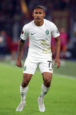 Roma, İtalya 03.11.2022: Ludogorestlerden Rick Jhonatan Avrupa Uefa Ligi 2022-2023 C Grubu, 6. gün, AS Roman Ludogorets 'e karşı Roma Olimpiyat Stadyumu' nda oynanan futbol karşılaşması.