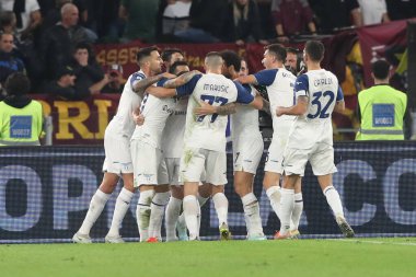 Roma, İtalya 06.11.2022: Lazio 'lu Anderson ilk golü attı ve İtalya Serie A şampiyonluk maçında AS Roma-SS Lazio karşılaşmasını İtalya' nın başkenti Roma 'da 06 Kasım 2022' de kutladı..