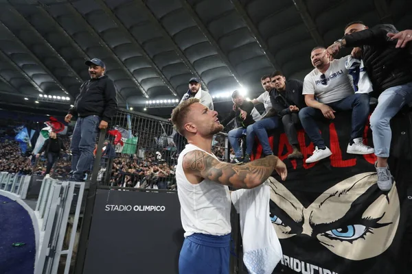 โรม ตาล 2022 Immobile Lazio เฉล มฉลองช ยชนะ ดการแข งแชมป — ภาพถ่ายสต็อก