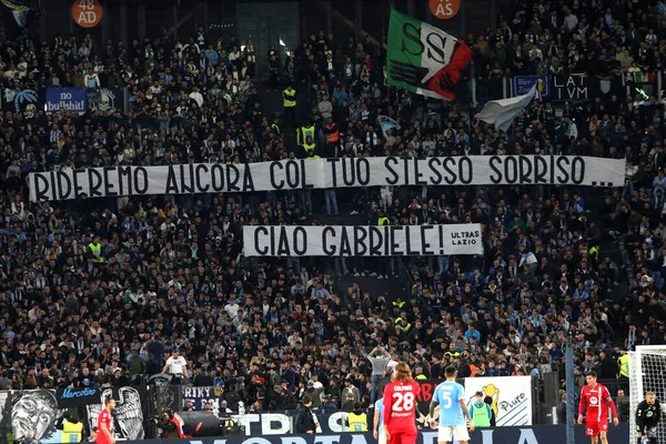 Rome Italië 2022 Banner Ter Nagedachtenis Aan Gabriele Sandri Curva — Stockfoto