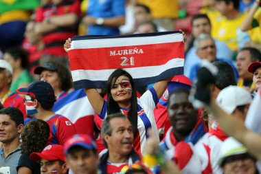 30.06.2014. RECIFE, BRAZIL: Recife 'de oynanan' Arena Pernanbuco 'da Kostarica taraftarlarının Rengi, Brezilya 2014 Dünya Kupası, 16..