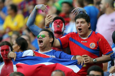 30.06.2014. RECIFE, BRAZIL: Recife 'de oynanan' Arena Pernanbuco 'da Kostarica taraftarlarının Rengi, Brezilya 2014 Dünya Kupası, 16..