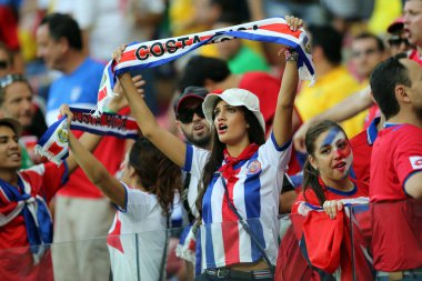 30.06.2014. RECIFE, BRAZIL: Recife 'de oynanan' Arena Pernanbuco 'da Kostarica taraftarlarının Rengi, Brezilya 2014 Dünya Kupası, 16..
