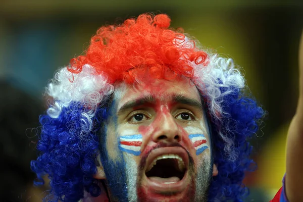 2014 Цвет Болельщиков Коста Рики Трибунах Время Чемпионата Мира Футболу — стоковое фото