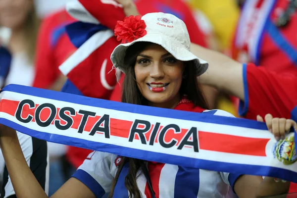 2014 Цвет Болельщиков Коста Рики Трибунах Время Чемпионата Мира Футболу — стоковое фото