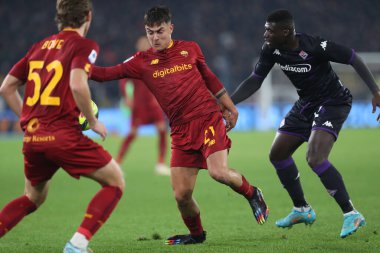 Rome, Italy 15.01.2023: Paulo Dybala (AS ROMA), Duncan (Fiorentina) in action during the Serie A football match between AS Roma and AC Fiorentina  at Stadio Olimpico on January 15, 2023 in Rome, Italy.