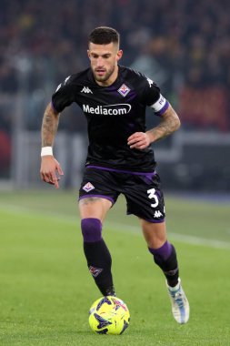 Rome, Italy 15.01.2023:  Biraghi (Fiorentina)in action during the Serie A football match between AS Roma and AC Fiorentina  at Stadio Olimpico on January 15, 2023 in Rome, Italy.