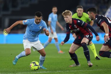 Rome, Italy 19.01.2023: Pedro (Lazio), Jerdy Schouten (Bol) in action during  the Freccia Rossa Italy Cup match between SS Lazio and Bologna  at Stadio Olimpico on January 19, 2023 in Rome, Italy.