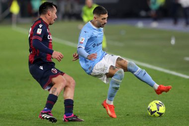 Rome, Italy 19.01.2023: Gary Medel (Bol), Mattia Zaccagni (Lazio) in action during  the Freccia Rossa Italy Cup match between SS Lazio and Bologna  at Stadio Olimpico on January 19, 2023 in Rome, Italy.