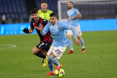 Rome, Italy 19.01.2023: Mattia Zaccagni (Lazio), Riccardo Orsolini (Bol) in action during  the Freccia Rossa Italy Cup match between SS Lazio and Bologna  at Stadio Olimpico on January 19, 2023 in Rome, Italy.