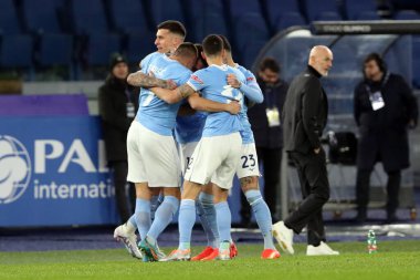 Rome, Italy 24.01.2023: Milinkovic Savic (Lazio) score the goal and celebrate with the team  during the Serie A match day 19 between SS Lazio and AC Milan at Stadio Olimpico on January 24, 2023 in Rome, Italy.