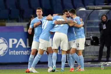 Rome, Italy 24.01.2023: Milinkovic Savic (Lazio) score the goal and celebrate with the team  during the Serie A match day 19 between SS Lazio and AC Milan at Stadio Olimpico on January 24, 2023 in Rome, Italy.