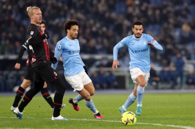 Rome, Italy 24.01.2023:  Felipe Anderson (Lazio), Pedro (Lazio) in action during the Serie A match day 19 between SS Lazio and AC Milan at Stadio Olimpico on January 24, 2023 in Rome, Italy.