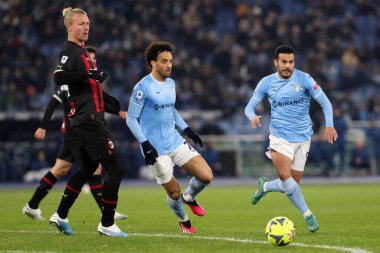 Rome, Italy 24.01.2023:  Felipe Anderson (Lazio), Pedro (Lazio) in action during the Serie A match day 19 between SS Lazio and AC Milan at Stadio Olimpico on January 24, 2023 in Rome, Italy.