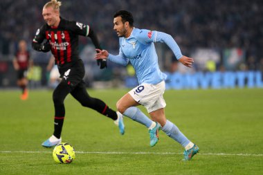 Rome, Italy 24.01.2023:  Simon Kjaer (Milan), Pedro (Lazio) in action during the Serie A match day 19 between SS Lazio and AC Milan at Stadio Olimpico on January 24, 2023 in Rome, Italy.
