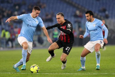 Rome, Italy 24.01.2023: Adam Marusic (Lazio), Sergio Dest (Milan) in action during the Serie A match day 19 between SS Lazio and AC Milan at Stadio Olimpico on January 24, 2023 in Rome, Italy.