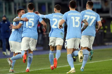 Rome, Italy 29.1.2023: Nicolo Casale (Lazio) score the goal and celebrate during the Serie A football match, day 20, between SS Lazio vs Acf Fiorentina at Stadio Olimpico on January 29, 2023 in Rome, Italy.