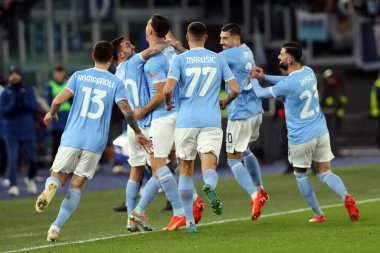 Rome, Italy 29.1.2023: Nicolo Casale (Lazio) score the goal and celebrate during the Serie A football match, day 20, between SS Lazio vs Acf Fiorentina at Stadio Olimpico on January 29, 2023 in Rome, Italy.