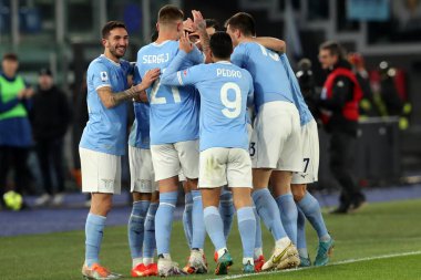 Rome, Italy 29.1.2023: Nicolo Casale (Lazio) score the goal and celebrate during the Serie A football match, day 20, between SS Lazio vs Acf Fiorentina at Stadio Olimpico on January 29, 2023 in Rome, Italy.