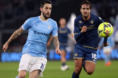 Rome, Italy 29.1.2023: Luis Alberto (Lazio), Ranieri (Fiorentina) in action during the Serie A football match, day 20, between SS Lazio vs Acf Fiorentina at Stadio Olimpico on January 29, 2023 in Rome, Italy.