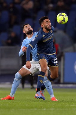 Rome, Italy 29.1.2023: Elseid Hysaj (Lazio), Venuti (Fiorentina) in action during the Serie A football match, day 20, between SS Lazio vs Acf Fiorentina at Stadio Olimpico on January 29, 2023 in Rome, Italy.