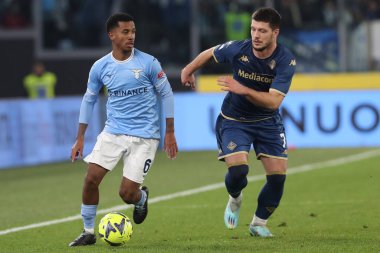 Rome, Italy 29.1.2023:  Marcos Antonio (Lazio) Jovic (Fiorentina) in action during the Serie A football match, day 20, between SS Lazio vs Acf Fiorentina at Stadio Olimpico on January 29, 2023 in Rome, Italy.
