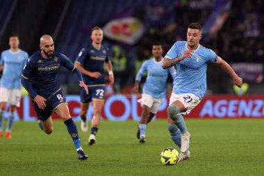 Rome, Italy 29.1.2023:  Saponara (Fiorentina), Milinkovic Savic (Lazio) in action during the Serie A football match, day 20, between SS Lazio vs Acf Fiorentina at Stadio Olimpico on January 29, 2023 in Rome, Italy.