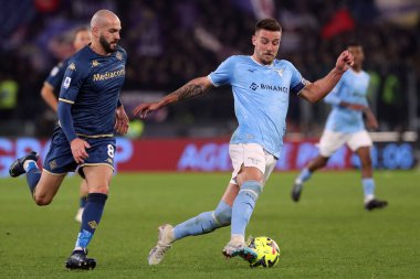 Rome, Italy 29.1.2023:  Saponara (Fiorentina), Milinkovic Savic (Lazio) in action during the Serie A football match, day 20, between SS Lazio vs Acf Fiorentina at Stadio Olimpico on January 29, 2023 in Rome, Italy.