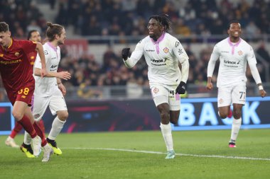 Rome, Italy 01.02.2023: Frank Tsadjout (CREMONESE) celebrate Celik own goal during the semifinal Italy Cup match between AS Roma and Cremonese at OLYMPIC STADIUM on February 01, 2023 in Rome, Italy.