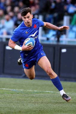 Rome, Italy 05.02.2023: ETHAN DUMORTIER (FRA) score a try (6-19) during the Guinness Six Nations 2023 rugby match between ITALY vs France at Stadio Olimpico on February 05, 2023 in Rome, Italy.