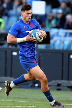 Rome, Italy 05.02.2023: ETHAN DUMORTIER (FRA) score a try (6-19) during the Guinness Six Nations 2023 rugby match between ITALY vs France at Stadio Olimpico on February 05, 2023 in Rome, Italy.