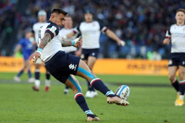 Rome, Italy 05.02.2023:  PIERRE BRUONO (ITA) in action during the Guinness Six Nations 2023 rugby match between ITALY vs France at Stadio Olimpico on February 05, 2023 in Rome, Italy.