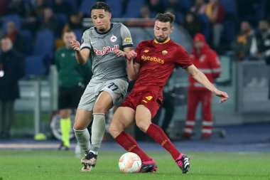 Rome, Italy 19.02.2023: NOAH OKAFOR (SALZBURG), Bryan Cristante  in action during the  UEFA EUROPA League 2023 football match between AS Roma vs FC Salzburg at Stadio Olimpico on February 23, 2023 in Rome, Italy.